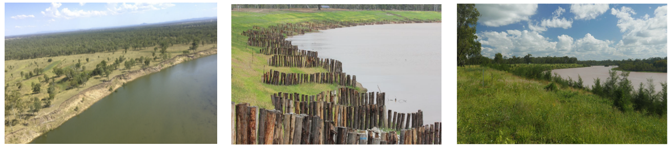 Before during after bank stabilisation Fitzroy River
