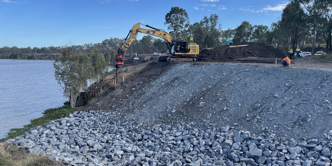 Site * Fitzroy River bank stabilisation site works installation of a rock chute.